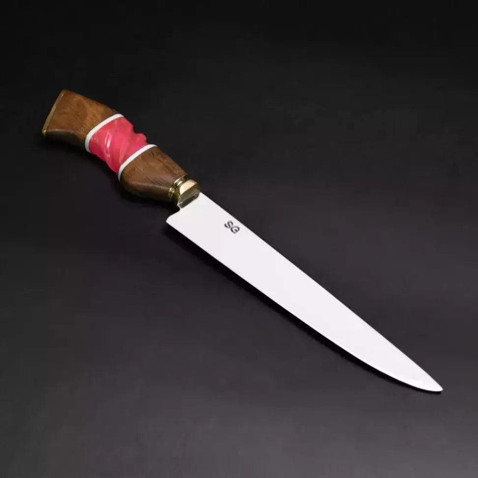 Faca Joana D’Arc 10” – Aço Inox 420C Cabo de Madeira e Resina Rosa